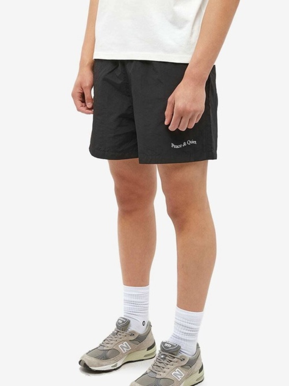 Museum of Peace and Quiet Men's Wordmark Nylon 5" Shorts in Black Small